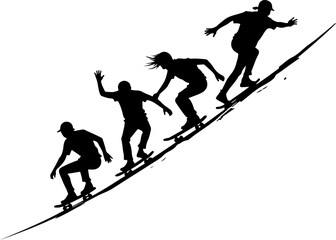 Skateboarders High Five Silhouette vector bundle