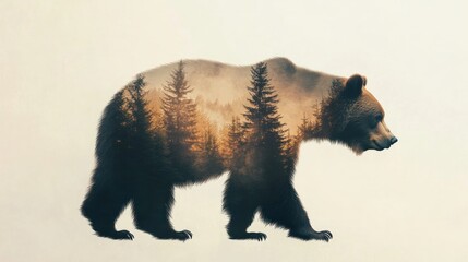 Fototapeta premium Bear with a forest inside