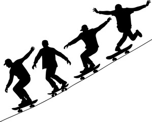 Skateboarders High Five Silhouette vector bundle