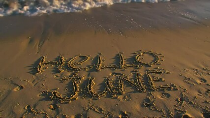 Hello June beach waves summer greeting