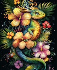 Obraz premium Colorful Floral Vector Illustration for Spring and Summer Design Elements