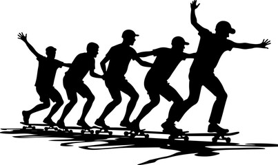Fototapeta premium Skateboarders High Five Silhouette vector bundle