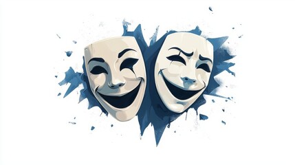 A creative illustration of theatrical masks, representing emotions in performance art and drama.