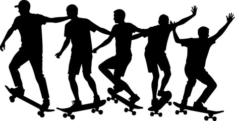 Fototapeta premium Skateboarders High Five Silhouette vector bundle