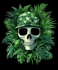 Fototapeta premium Evil Skull and Skeleton Illustration for Halloween Tattoo Design