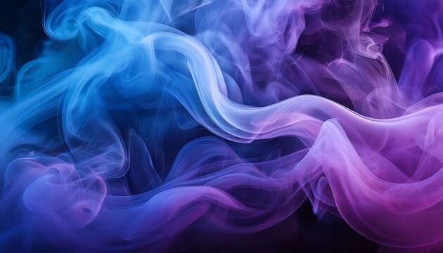 soft swirling smoke in blue and purple hues creates dreamy and cinematic abstract background with high fidelity detail