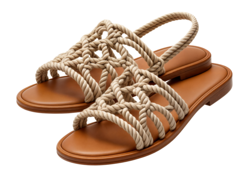 Rope sandals with intricate knot detailing and open toe