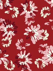 flowers with leaves seamless pattern on background