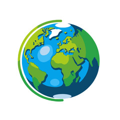 Fototapeta premium Cartoon Earth Globe Image-World Map Graphics-Illustration of Continents-Global Awareness-Earth Day-Geography Education-Animated Earth-Planet Earth Icon