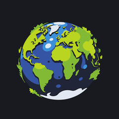 Obraz premium Cartoon Earth Illustration-Global Awareness Image-World Ecology Concept-Save the Planet Artwork-Green Planet Graphic-Illustrated Globe Image for Environmental Projects