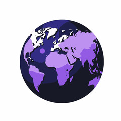 Obraz premium Purple World Globe Illustration-Global Awareness Graphic-Digital Art of Earth Continents-Geography and Mapping Design-Planet Earth Artwork