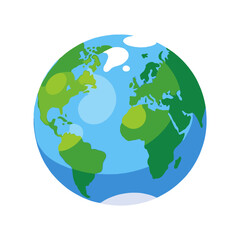 Cartoon Earth Globe Illustration-World Map Depiction-Geography Concept-Educational Resource-Vibrant Colors-Simplified Cartography-Global Awareness-Environmental Theme