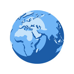 Obraz premium Blue World Globe Illustration-Depicting Africa, Europe, and Asia-Geography and Global Concepts-Earth Representation-Continental Landmasses Visualized