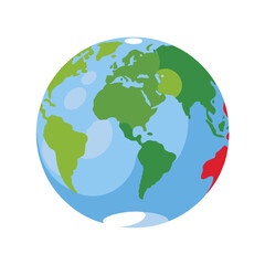 Naklejka premium Illustration of Planet Earth with Continents and Oceans- Globe Graphic for Education and Design- Earth Day Clipart and Global Awareness Concepts