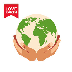 Love Earth Illustration - Hands Holding Globe - Environmental Awareness Graphic - Sustainable Future Concept - Protect Our Planet Image