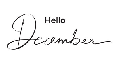 Hello December text font calligraphy hand written lettering script black color object icon hallo december month happy new year merry christmas xmas event party banner hallo december month winter time © StreetOnCamara