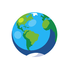 Fototapeta premium Cartoon Earth Illustration-Globe Featuring North and South America-Vibrant Colors Depicting Continents-Earth Icon for Design Projects-Educational Resource-World Map Image