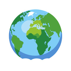 Naklejka premium Globe Illustration-World Map Image-Earth Icon-Continents and Oceans Clipart-Geographical Representation-Global Awareness Visual-Earth Day Graphic-Educational Resource-Cartography Illustration