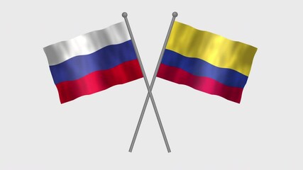 Flag of Colombia and Russia, Cross table flag of Colombia and Russia on white screen, Colombia and Russia 3D Animation flag waving in the wind isolated on white Background.
- Powered by Adobe
