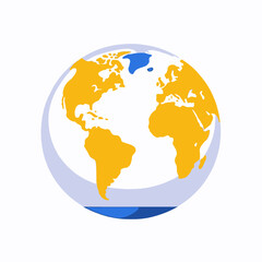 Naklejka premium Globe Illustration of the World Continents-Geographic Representation of Earth-Colorful World Map Depicting Global Landscapes-Explore the World with this Visual Aid