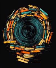 Futuristic Digital Technology Business Design Vector Illustration with Circular Pattern and Light Effects