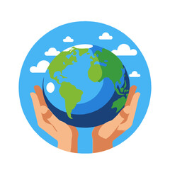 Fototapeta premium Hands Holding Earth- Planet Care Concept- Environment Protection Awareness- Sustainable Living- Save Our Planet- Earth Day Illustration- Go Green Initiative