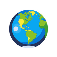 Fototapeta premium Cartoon Globe Illustration- World Map Graphic- Earth Day Image- Geography Concept- Global Awareness Visual- Planet Earth Artwork- Continent Representation