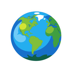 Fototapeta premium World Globe Illustration-Earth Day Graphic-Blue and Green Planet-Global Awareness Image-Cartoon Earth-Educational Material-Geography Clipart-Earth Icon-Vector Globe