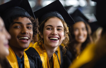 Happy, multiethnic students celebrating their graduation from college
