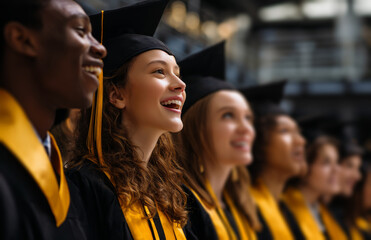 Happy, multiethnic students celebrating their graduation from college
