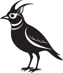 horned lark silhouette, black and white silhouette, vector and illustration