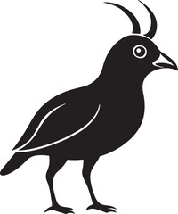 horned lark silhouette, black and white silhouette, vector and illustration