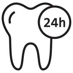 Dental Protection for 24 Hours icon thin vector sign symbol
