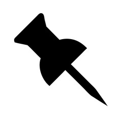 Vector icon of a black pushpin isolated on white background