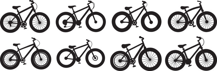 Obraz premium set of fat bike silhouette, black and white silhouette, vector and illustration