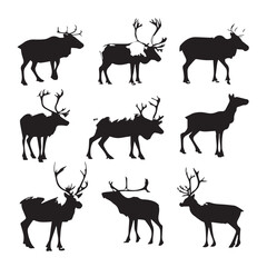 Fototapeta premium caribou silhouette set