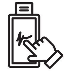 Finger confirms signature icon thin vector sign symbol