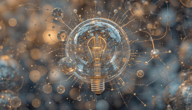 Captivating light bulb radiates innovation and creativity with its shining filament, representing brilliant new ideas. - Powered by Adobe