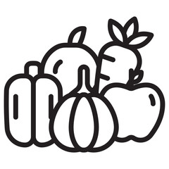 Fruits and vegetables icon thin vector sign symbol