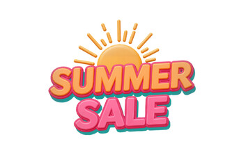 Bold summer sale badge with tropical colors on white background, high-resolution promotional design element PNG