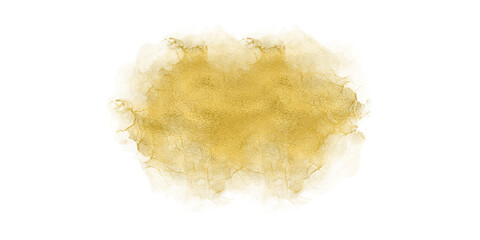 Gold watercolor paint stroke background.