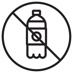 No plastic bottle icon thin vector sign symbol