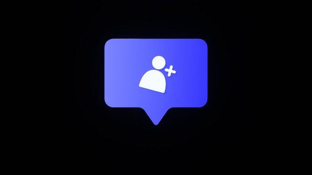 3D animated blue follower notification icon with looping animation and transparent video background. Perfect for social media alerts, digital marketing, and promotional content.