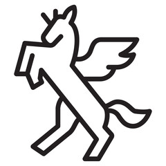 Pegasus icon thin vector sign symbol