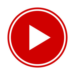 Red Play Button Circle With White Triangle On Black Background