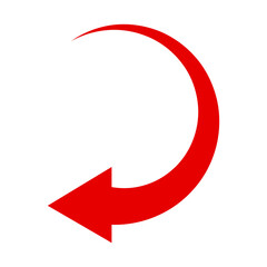 Red Curved Arrow Pointing Left Isolated On Black Background Illustration