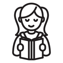 School girl icon thin vector sign symbol