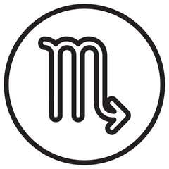 Scorpio zodiac sign icon thin vector sign symbol