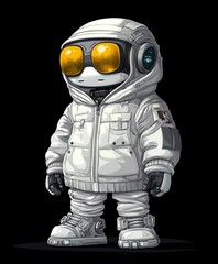 Funny Cartoon Robot Astronaut Character in 3D Halloween Space Illustration