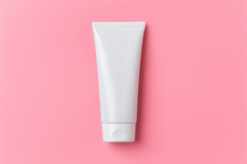 Cosmetic Tube on Pink Background Beauty and Skincare Product